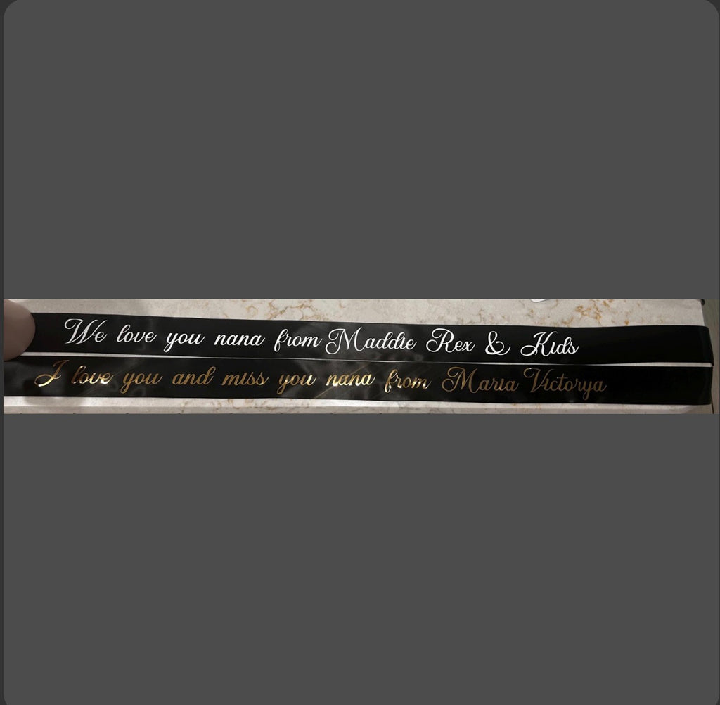 Custom Message Banner | Funeral Banner| Bouquet Banner | Personalized Bouquet Ribbon | Message Ribbon